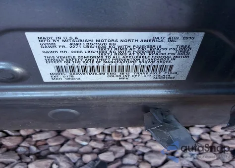 2015 Mitsubishi Outlander Sport Es z USA, uszkodzony, nr VIN 4A4AP3AW8FE047026